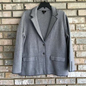 New Talbots 100% Merino Wool Chevron Blazer Jacket Gray Women’s Plus Size X